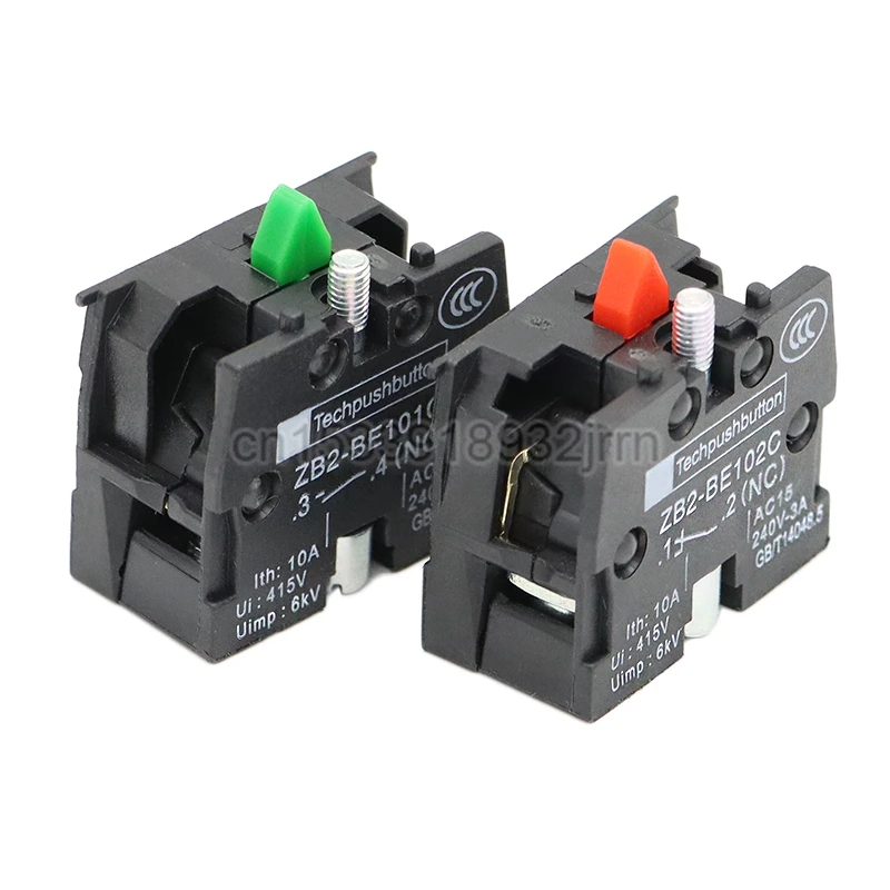 10Pcs XB2 Series Accessory 10A Push Button Switch Contact Block ZB2BE102C (NC) ZB2-BE101C (NO)