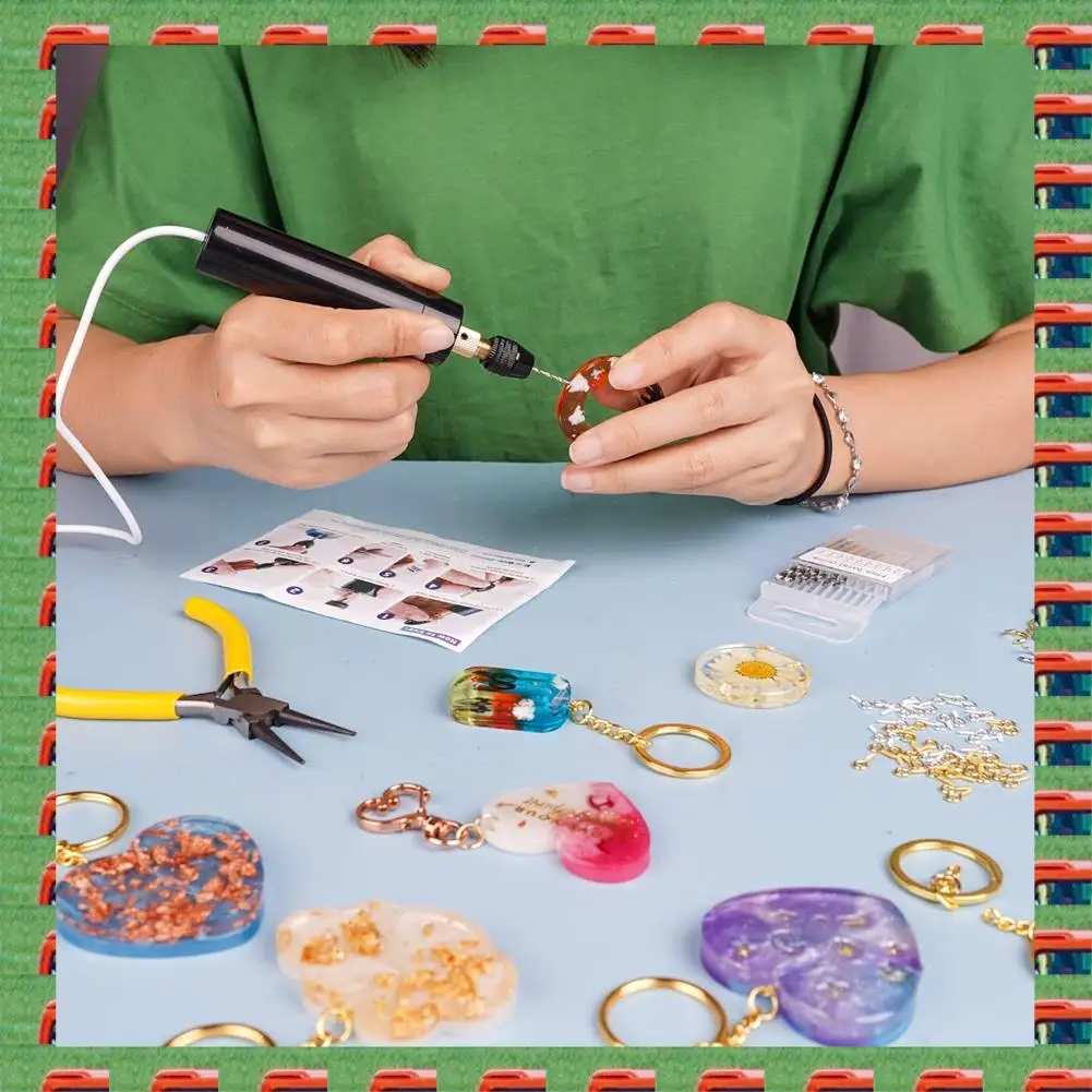 ABMO 74 قطعة مجموعات مثقاب الراتنج الكهربائية، مع مشبك 3 فك - ينطبق على نطاق حفر أكبر (0-3 مم)، مجموعة صنع سلسلة المفاتيح