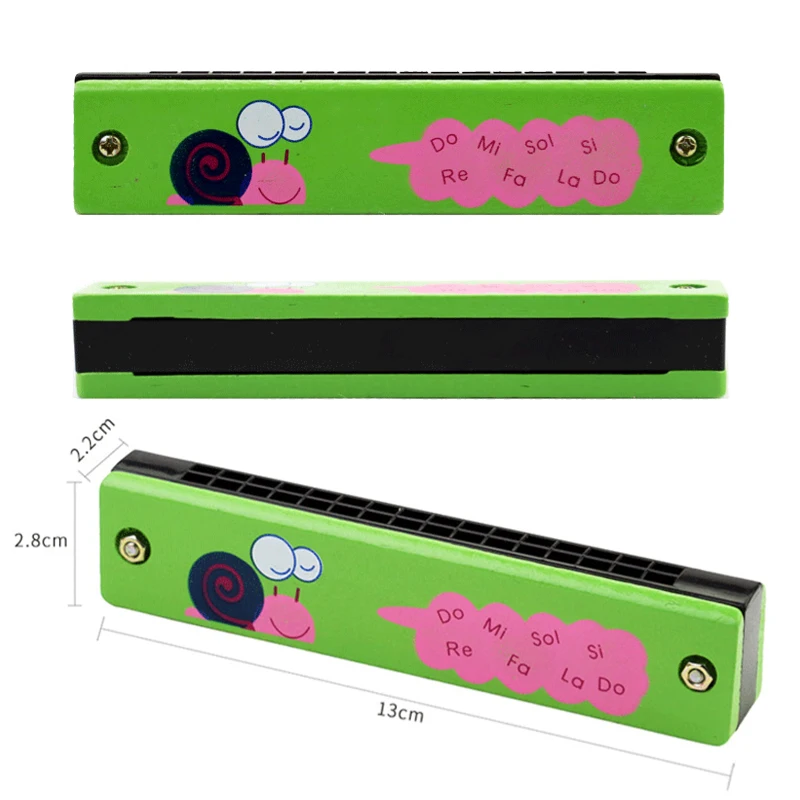 آلة موسيقية هارمونيكا خشبية ذات 16 فتحة لعب للأطفال هدايا حيوانات كرتونية لعبة مرسومة للأطفال ألعاب تعليمية مبكرة TMZ #6