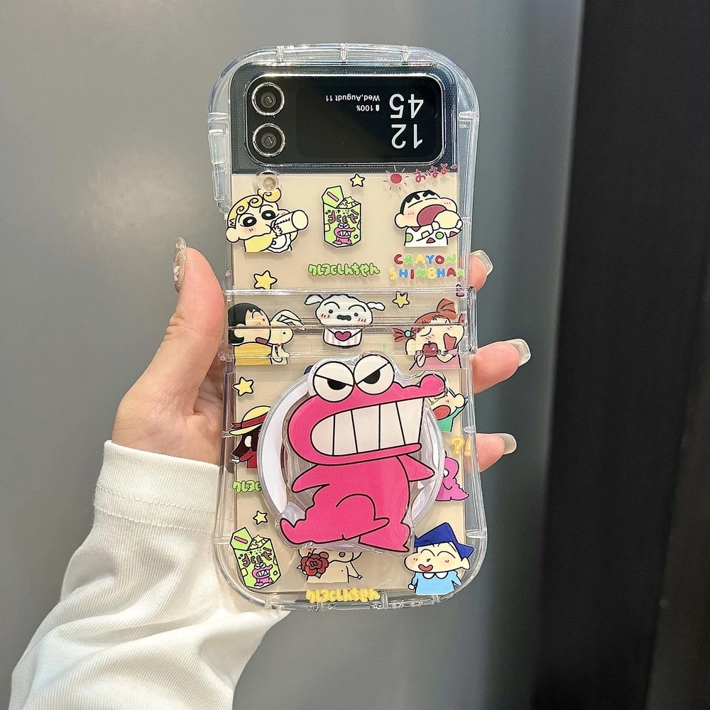 Cute Japan Anime Crayon Shin-chan Magnetic Magsafe Wireless Charge Phone Case For Samsung Galaxy Z Flip 7 6 5 4 3 Hard TPU Cover view 4