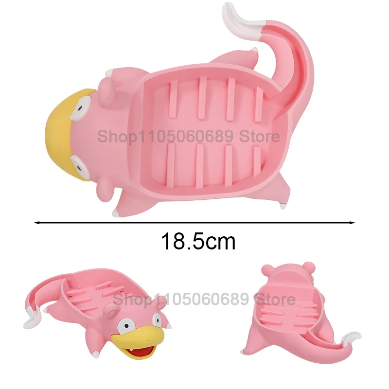 Niedliche Cartoon Psyduck Slowpoke Seifenschale mit Abtropffach für Badezimmer, ideal für die Aufbewahrung von Seife und Schwämmen, Seifenhalter