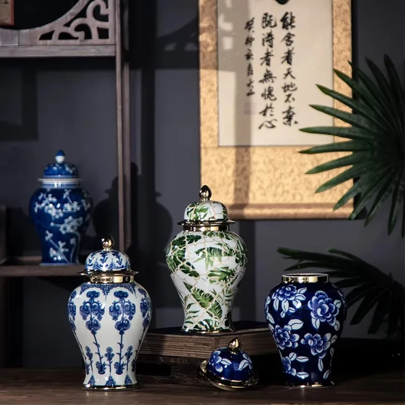 Moderne personnalisé rouge mariage bonheur bonne chance restaurant salon décoration de la maison vase en céramique pot de gingembre