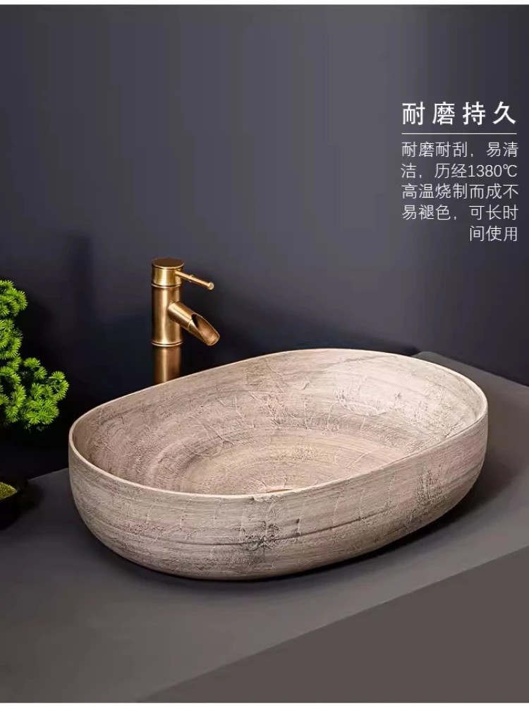 

Nordic modern ceramic oval table basin Artist household bathroom washbasin