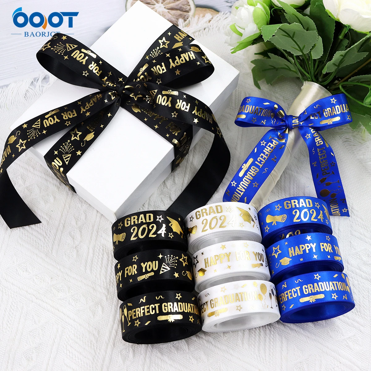 Graduation Season Solid Letter Gold Plated Ribbon 1