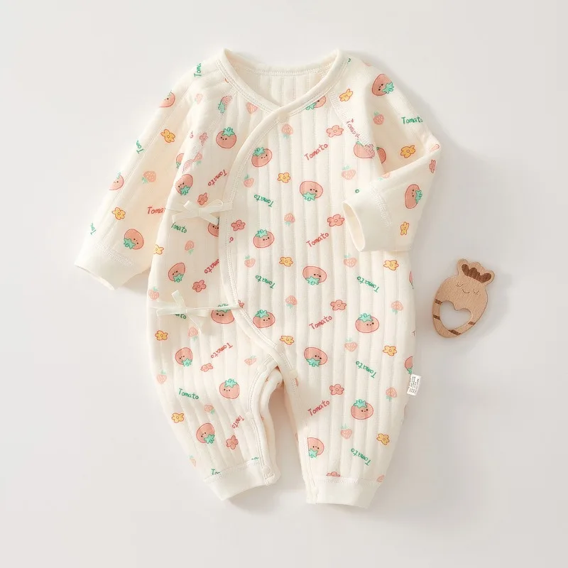 Neugeborenen-Babykleidung für Herbst und Winter, 52 Yards, Gepolsterter Warmer Neugeborenen-Strampler, 0 Frühlingskleidung für März