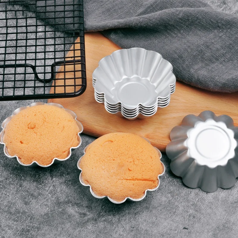 12Pcs ReusableMini Round Nonstick Tart Pan Tartlet Molds Egg Tart Tin Muffin DIY Cake Non-Stick Molds Pastry Tools