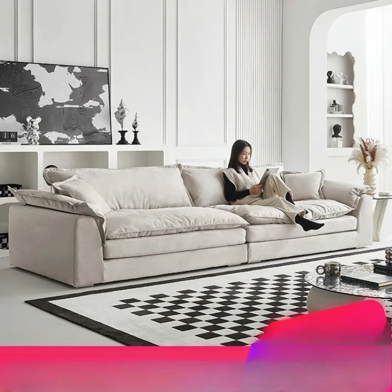 

Sailing fabric sofa living room matte cloth small apartment cream style modern simple straight sofa