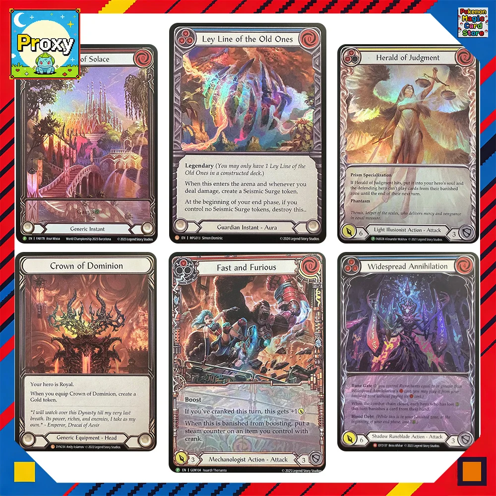 Flesh and Blood Proxy Foil Cards TCG Ley Line of the Old Ones Ravenous Rabble Herald of Judgment Enigma, Ledger of Ancestry Juguetes