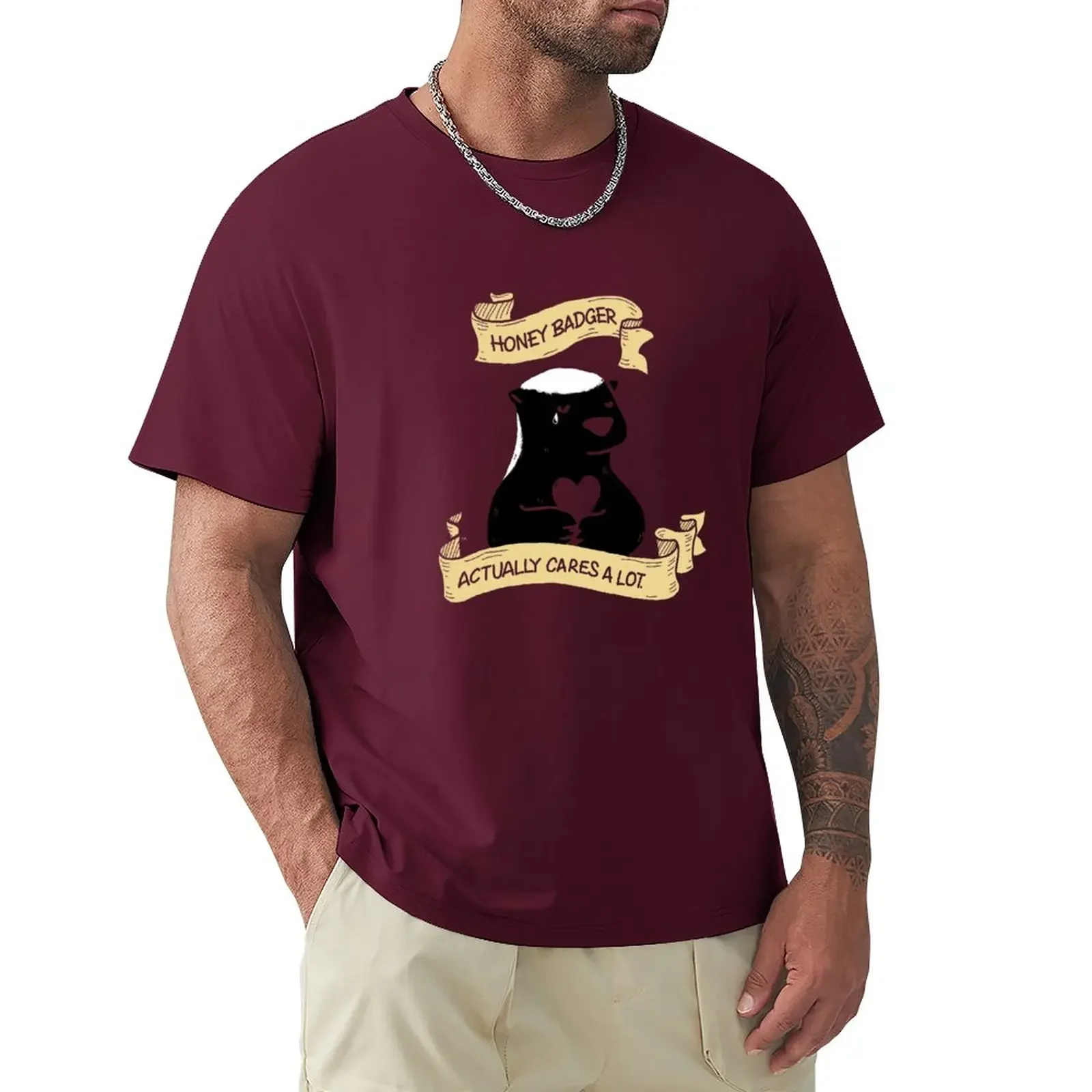 

Honey Badger DOES Cares T-Shirt sports fans customizeds Men's cotton t-shirt