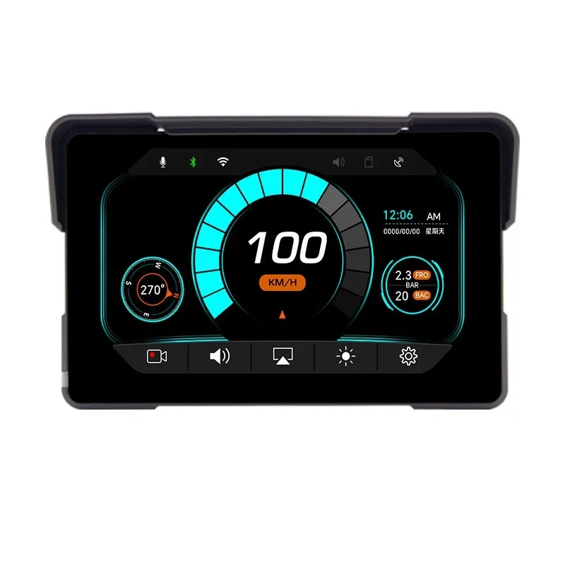 GPS Navigation And Dual Recording Dashcam 7-Inch Motorcycle Carplay And Android Auto Portable IPS Screen