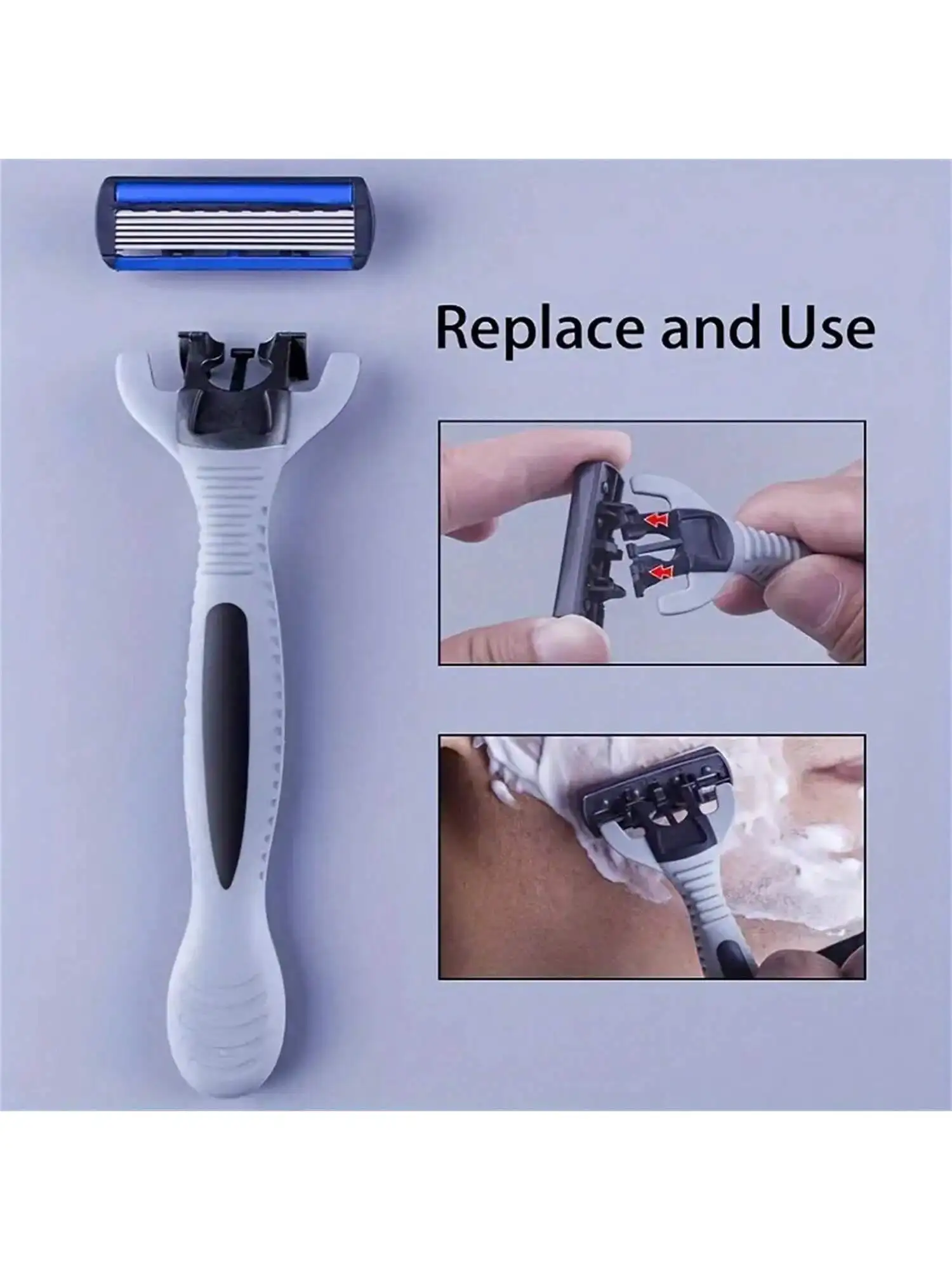 1pc hilt+6psc blade 6-layer manual razor blade men's razor blade old-fashioned shaving razor blade replacement blade set