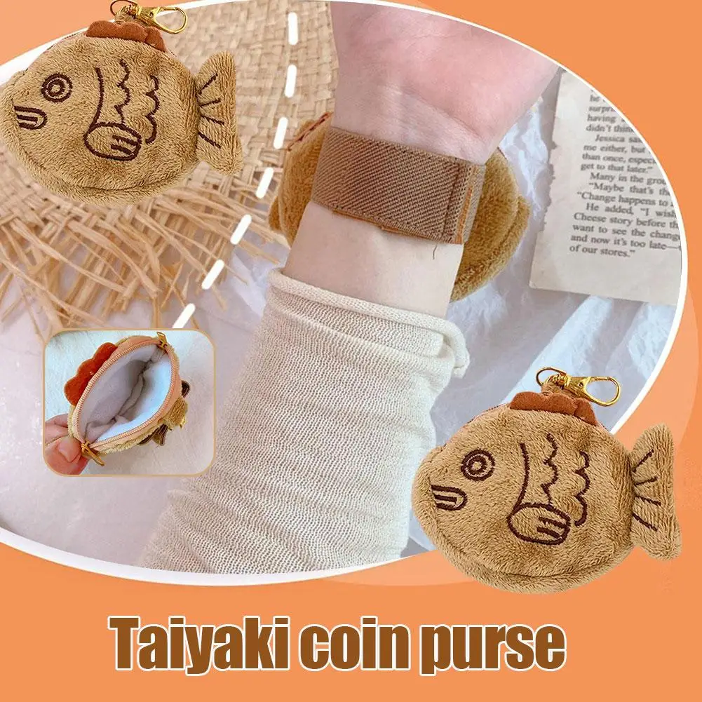 Plush Fish Doll Coin Purse Wrist Bag Mini Cute Zipper Girl Coin Wallet Headset Bag Convenient Small Capacity Storage Bag