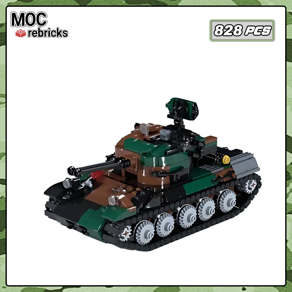 Main Battle Tank AMX 30 DCA Building Blocks MOC Military Tracked Vehicle Assembly Model Bricks Kit Educational Toys Kids Gift