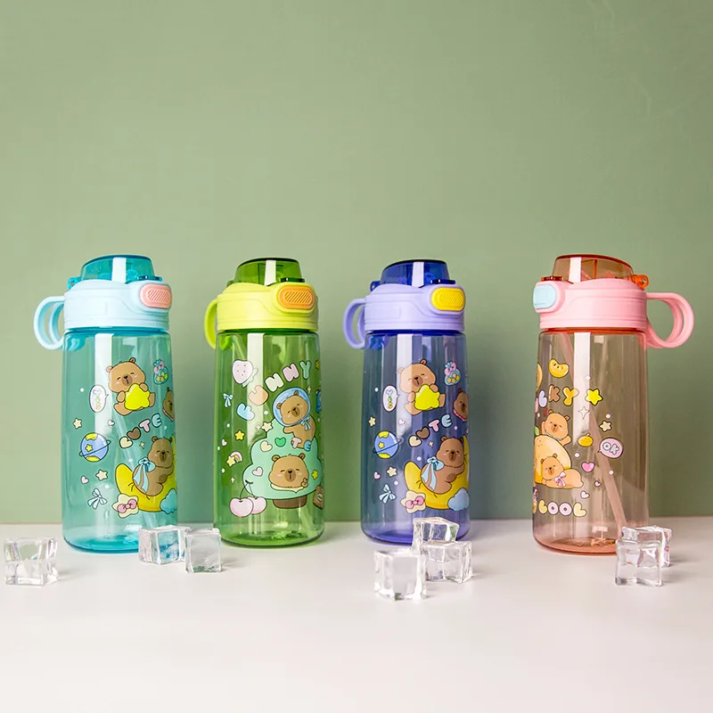 

Capibara Cartoon Plastic Straw Cup Handheld Water Bottle Women's Portable School Supplies Drinking Cup