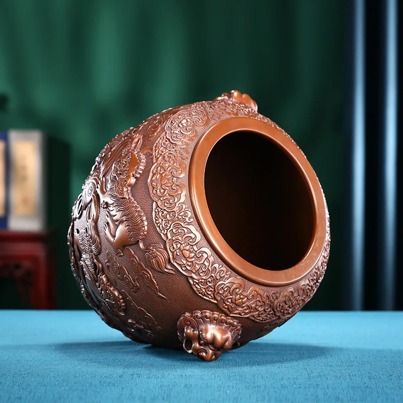 Ornamento del cilindro in rame, regali artigianali per cornucopia d'ingresso del cilindro della palla che suona il leone