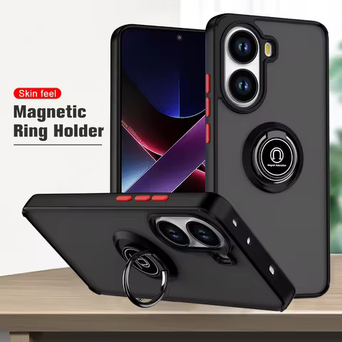 Matte Magnetic Ring Holder Case For Xiaomi Poco X7 Pro X6 X5 X4 GT X3 NFC Shockproof Armor For Poco M6 M5S M4 Pro F6 F4 GT Cover