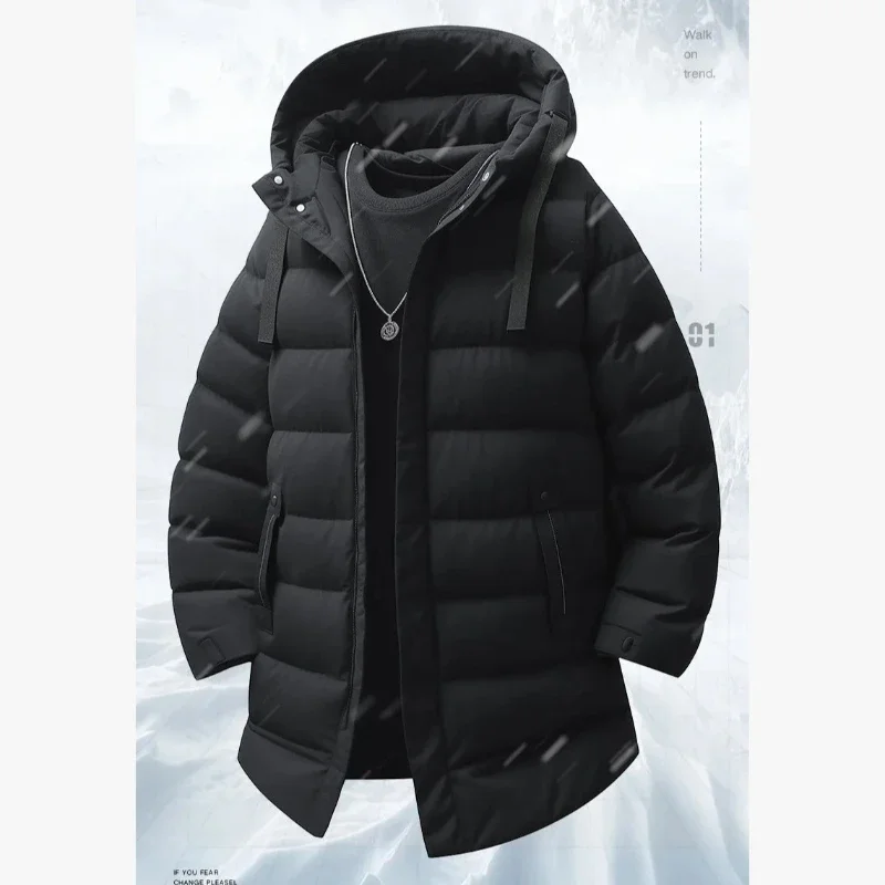 

Men's Long Cotton-padded Jacket Winter Mid-length Hooded Padded Parkas Men Thicken Warm Parka Coat Outdoor Men's Bread Jackets