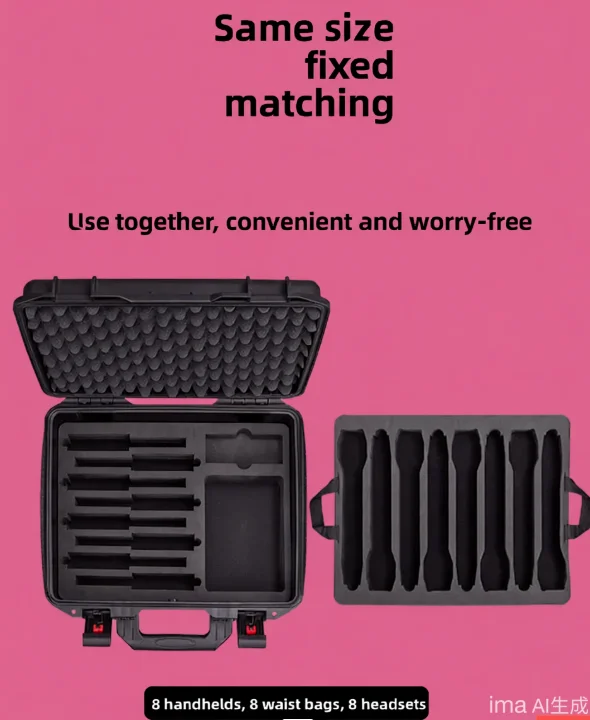 

Wearing earphone monitor performance plastic suitcase, 801 combination storage box 8 microphones 8 fanny packs Microphone