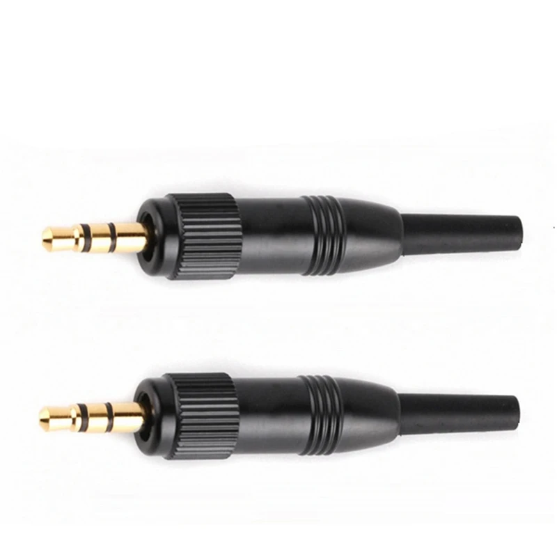 2 PCS 3.5 Mm 1/8Inch Stereo Screw Audio Lock Connector Black Metal+Plastic For Sennheiser Microphone Spare Plug