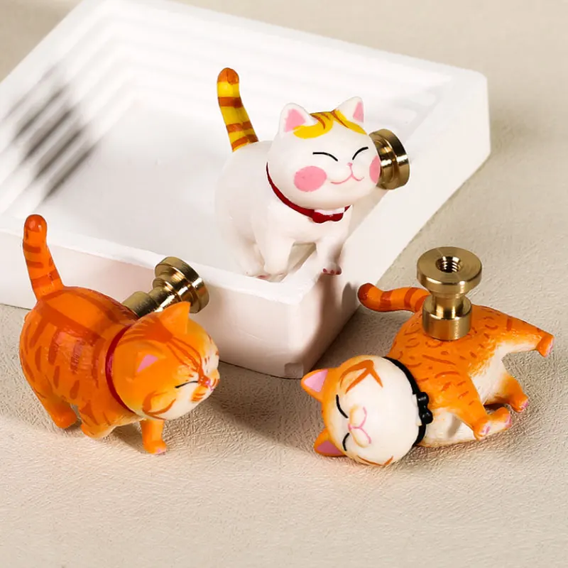 Furniture Cartoon Cat Cabinet Knob Kids Room Drawer Handles Brass Handles Colorful Cabinet Handle Creative Cute Cabinet Handle