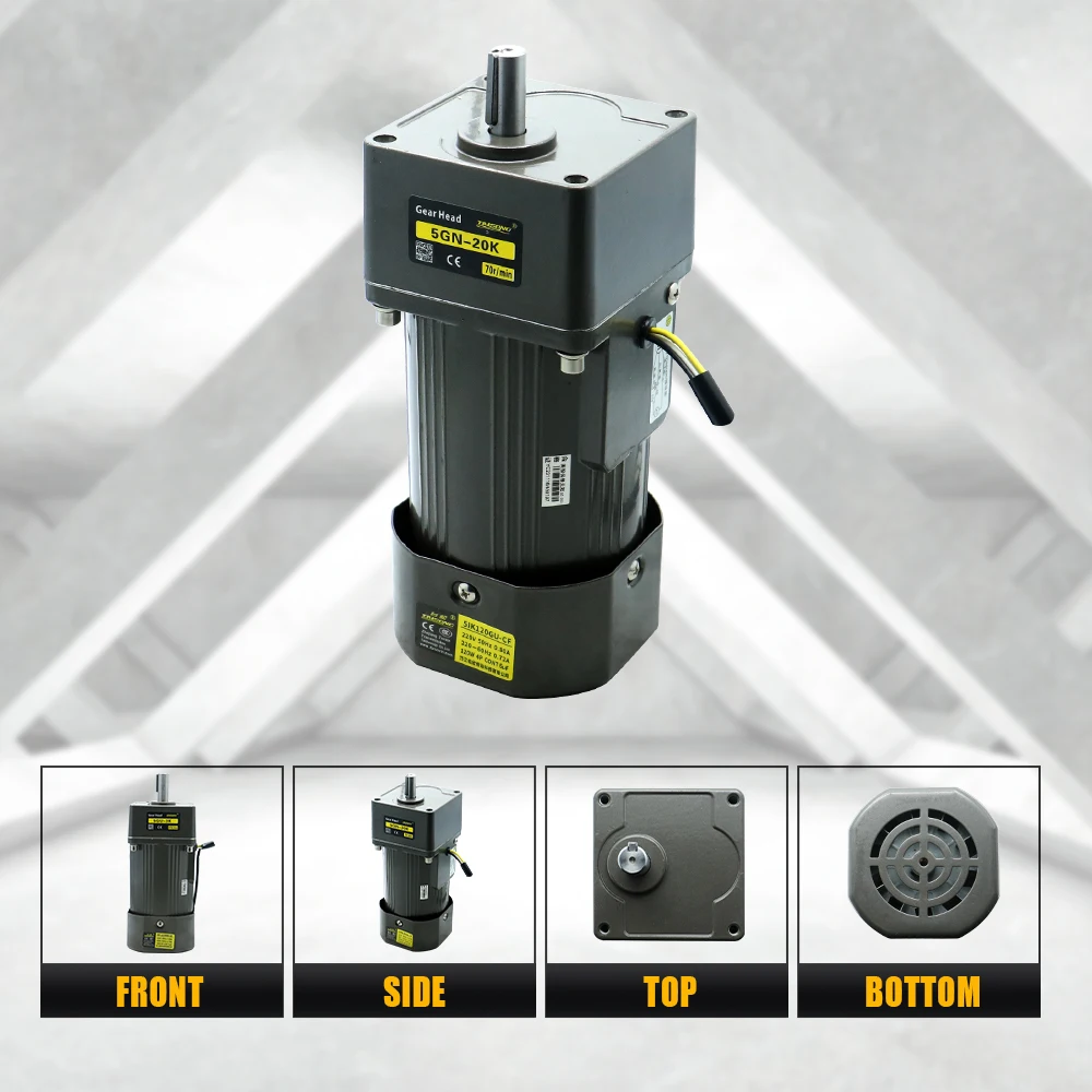 120W Micro AC Motor 110v 220v Single Phase Asynchronous Motor Gear Motor 15mm Motor Shaft 5-1400RPM 50/60hz For Packing Machine