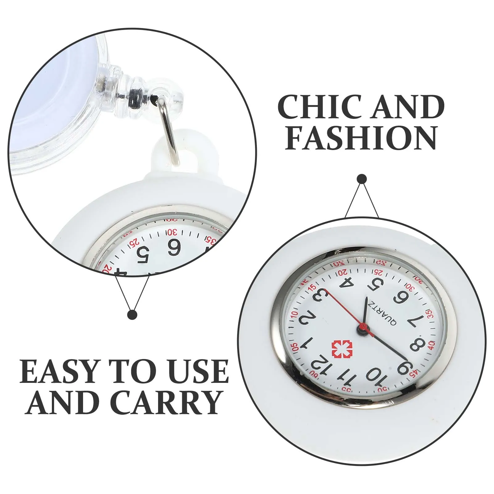 

Badge Reel Pocket Nurse Watch Clip-On Pocket Hanging Watch Lightweight Durable Smiling Face Chic Fashion Timekeeping Student
