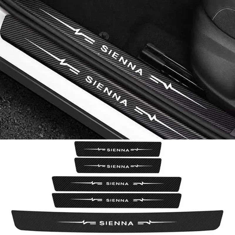 Car Door Threshold Sill Protective Sticker Rear Trunk Bumper Guard Decals for Toyota SIENNA Logo 2021 2020 2019 2018 2017 2015