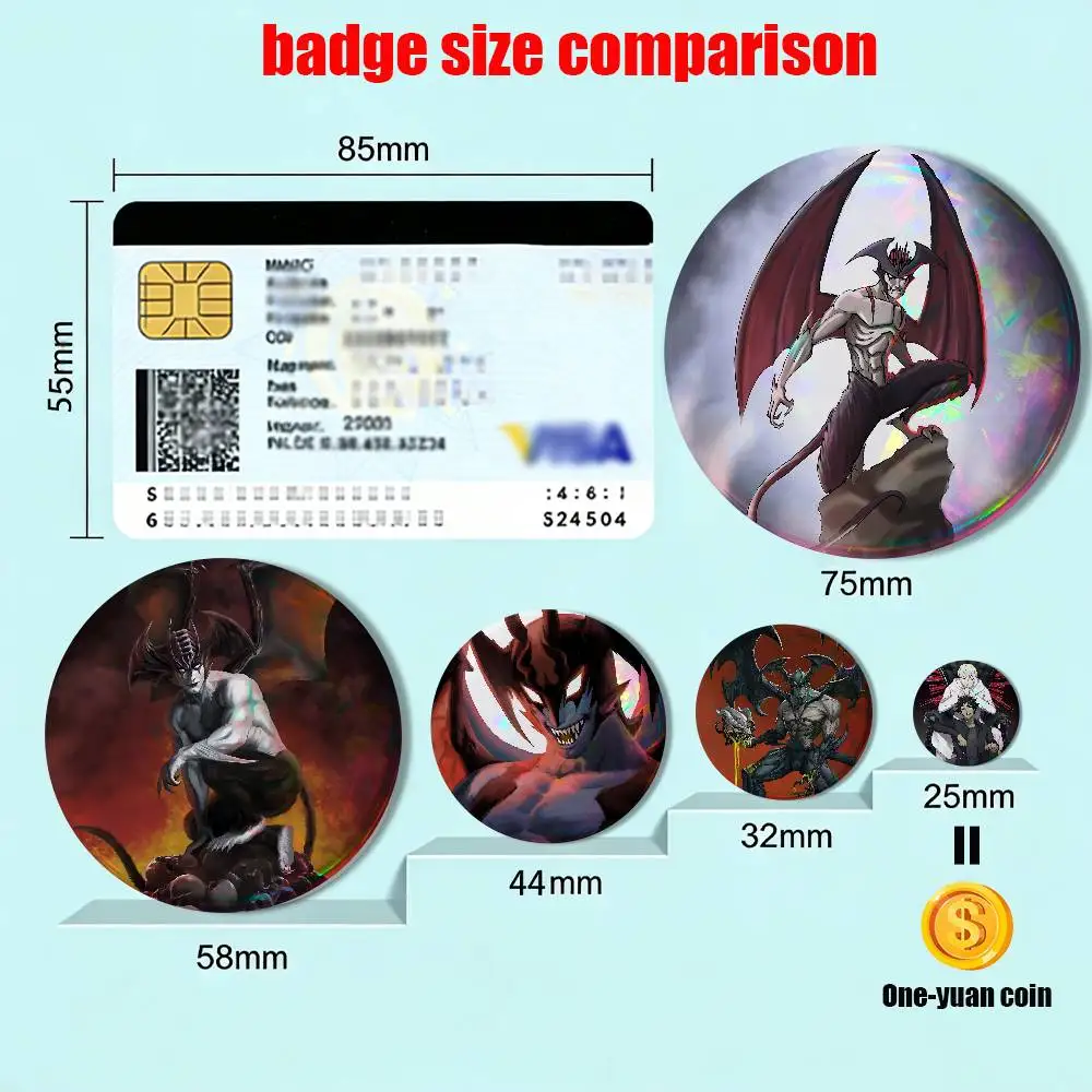 Reincarnation Destiny Akira Fudo Devilman HD Print 58mm 44mm Round Lapel Pins Pretty Derby Round Display Brooches Brooch Badges