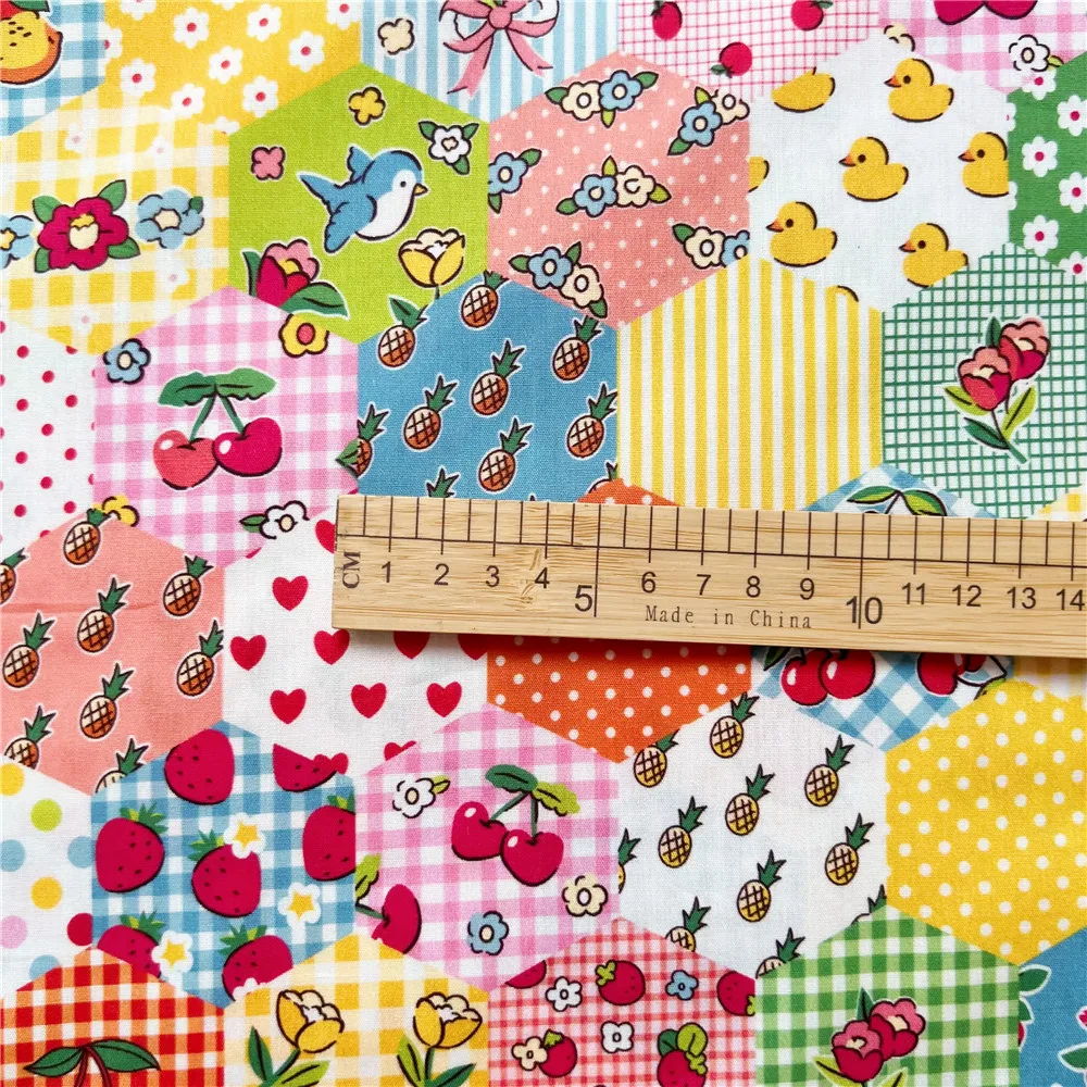 wide145cm Cute little animal fruit patchwork Cotton Fabric Material Patchwork Sewing Fabrics Needlework DIY baby clothe Material