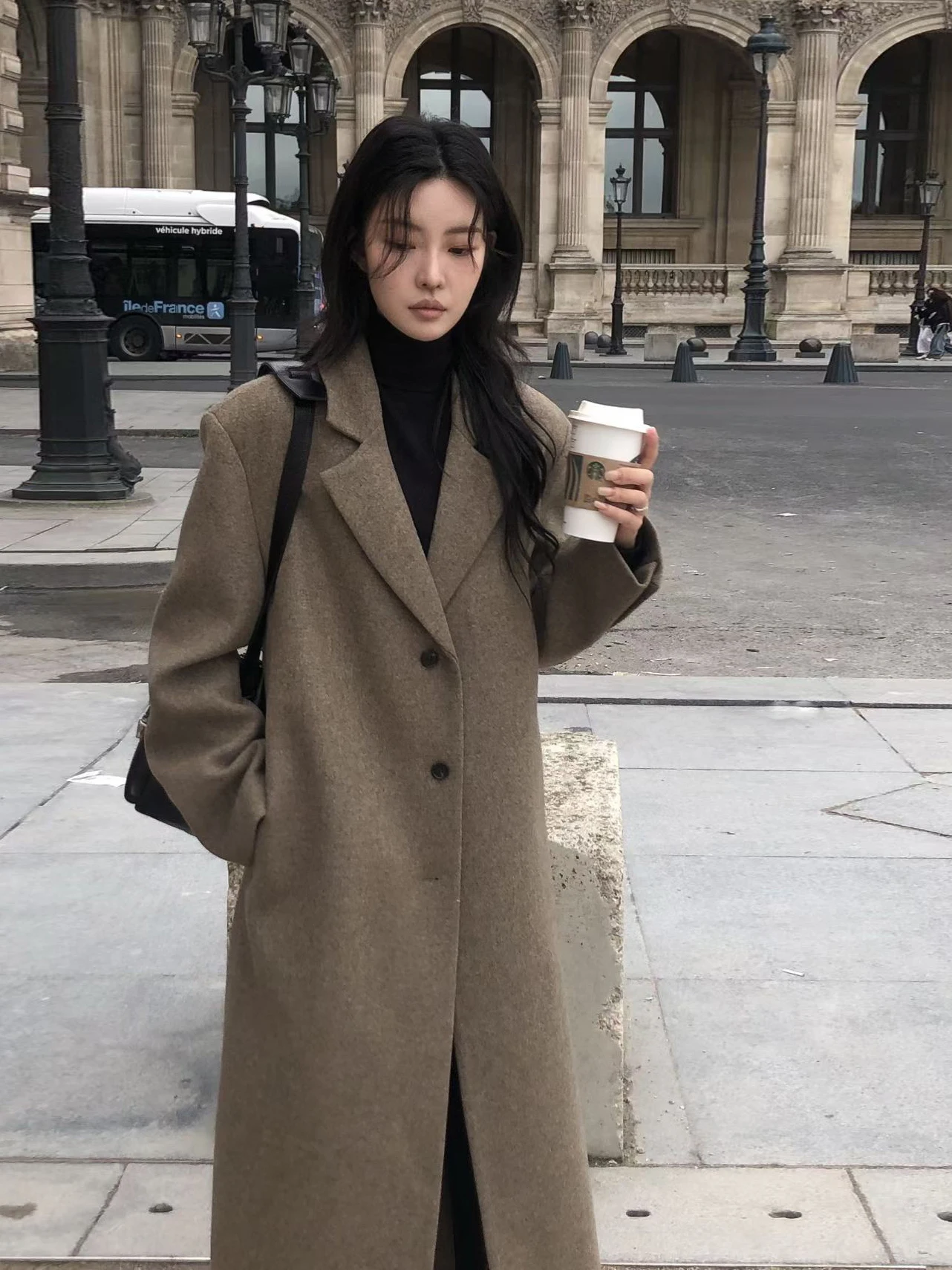 

Ele Long Women's Woolen Suit Jaet Retro Slimming Warm Single Button Lapel Coat Chinese Brand Winter Faion Outerwear