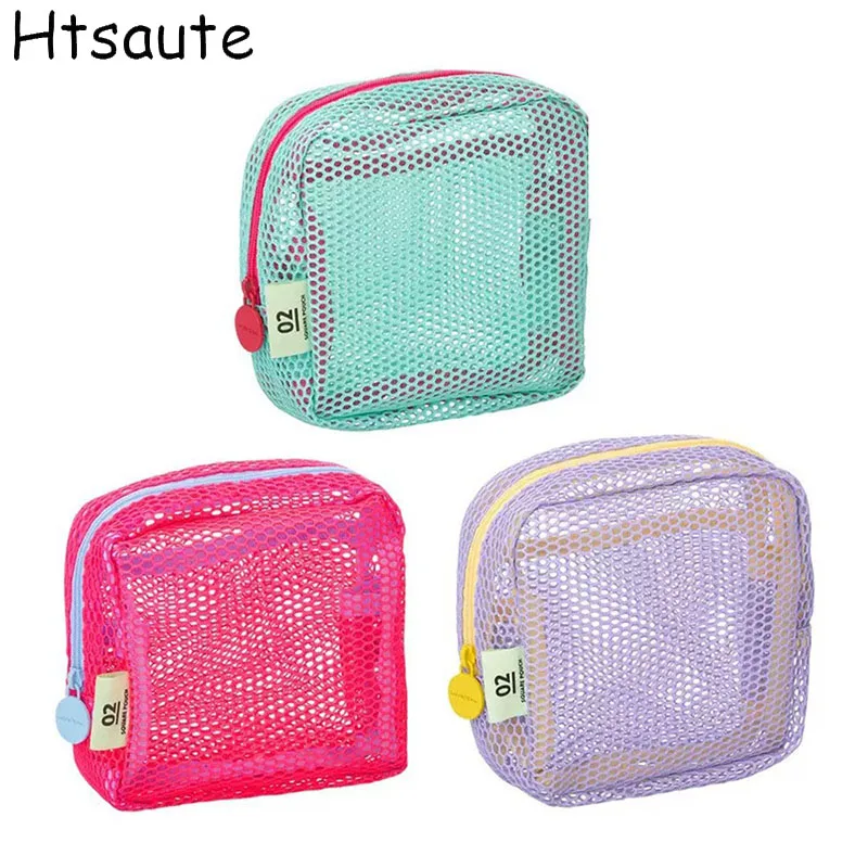 

Mini Square Contraste color Coin Bag Mesh Lipstick Key Earphone Organizer Holder Bus Bank ID Credit Cards Pouch Case Storage