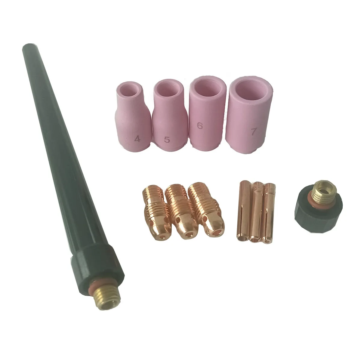 12pcs TIG Welding Consumables kit Alumina Nozzles Collet Bodies Back Cap For WP PDA DB SR 9 20 25