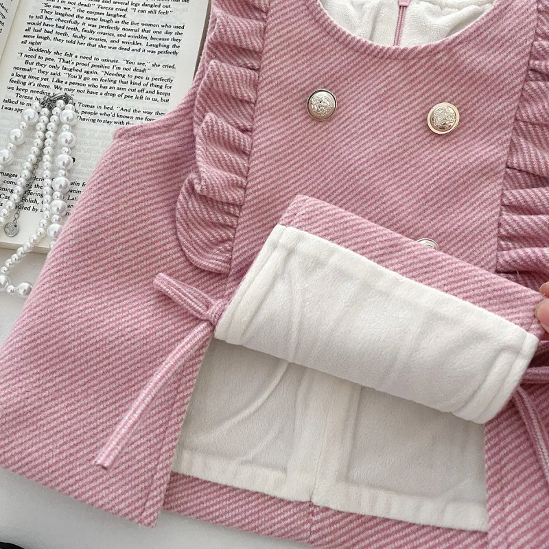 

Children's Set New Winter Girl Fleece Vest Short Skirt Stylish Fleece Two-Piece Set
