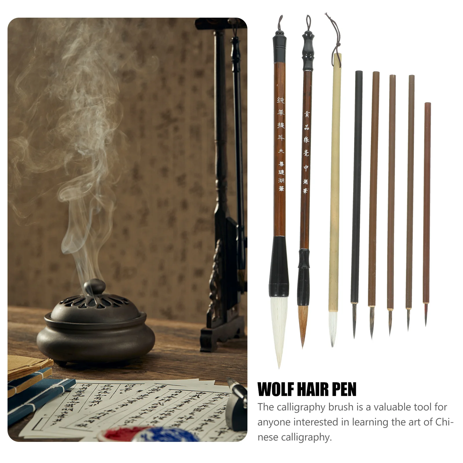 1 مجموعة فرشاة الخط الصيني مجموعة مقبض خشبي للرسم رسم الكتابة الحبر الفن القرطاسية المهنية أداة الألوان المائية #4
