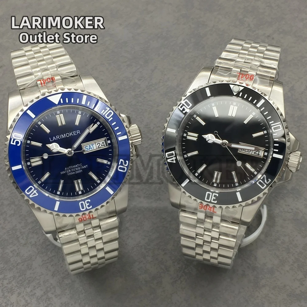

LARIMOKER 41MM Men's mechanical watch Sapphire glass green luminous stainless steel waterproof NH36 automatic movement watch