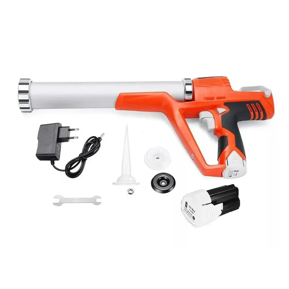 12V Cordless Electric Caulking Glue Gun with LED for Hard & Soft Glue Sealant Machine with 2 Battery Rechargeable 300-600ml