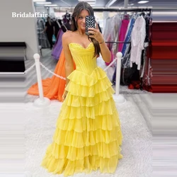 Strapless Corset Tiered Prom Dresses 2025 Plus Size Long Sleeveless Formal Evening Gowns with Slit for Women Custom Made