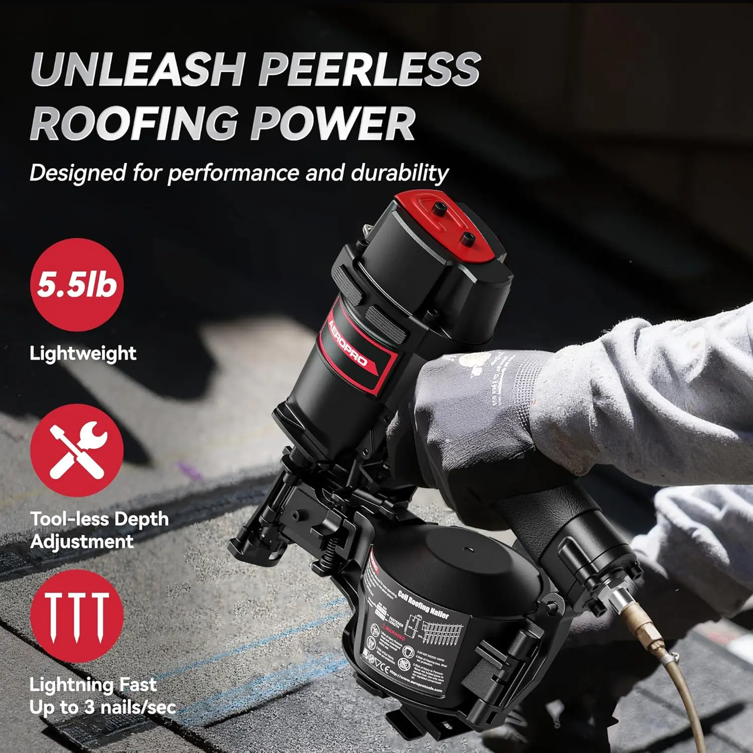 Professional Roofing Nailer 15 Degree Nail Gun Pistolas De Roofing Heavy-Duty Pneumatic Power Nailers in Roofing Tools