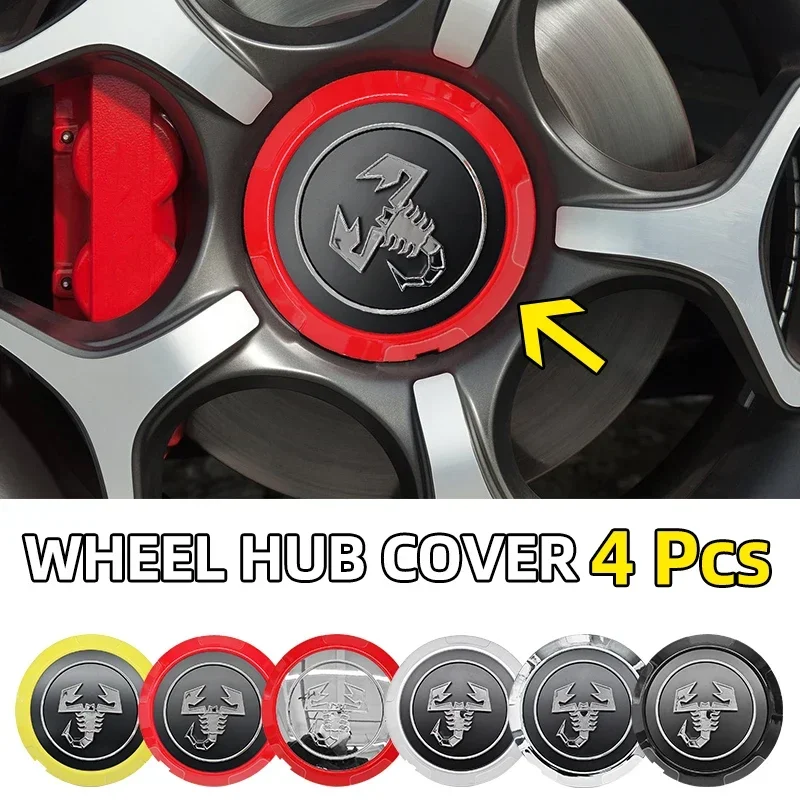 4 Stück 133mm Auto-Radnabenkappen Emblem-Abzeichen für Fiat Abarth 500 500X Marea Multipla Punto Scorpion Ducato Styling-Zubehör