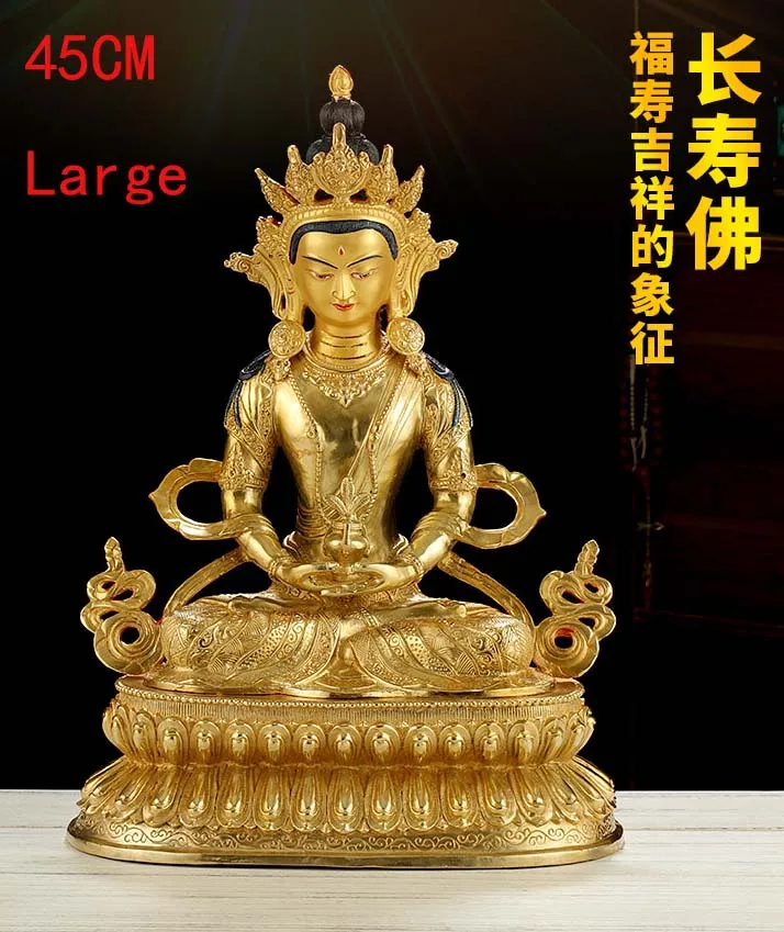 NEW LARGE Huge 45CM HOME Temple efficacious Talisman Tibetan Buddhism GOLD gilding Amitayus RU LAI  Buddha brass statue