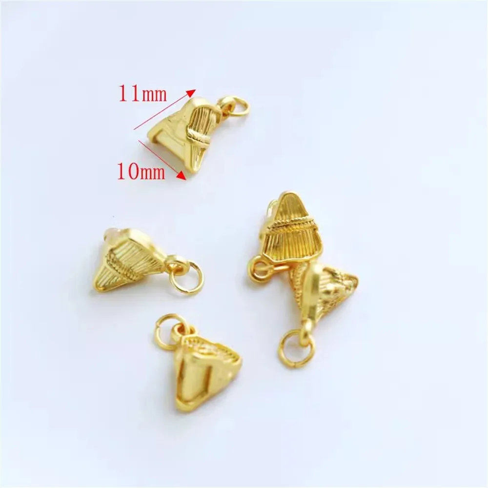 14K Gold Drop Oil Light Gold Zongzi Pendant, 10x14mm, Handmade DIY Pendant, Bracelet and Necklace