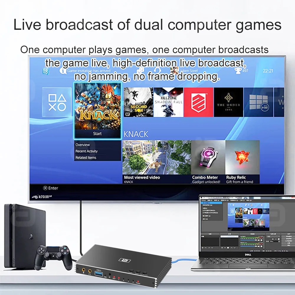 AYINO VG600 HDMI2.0 Video Capture Card USB3.0 4 In 1 Out Switcher Audio Separator Mic Recorder Game To PC With Remote Control