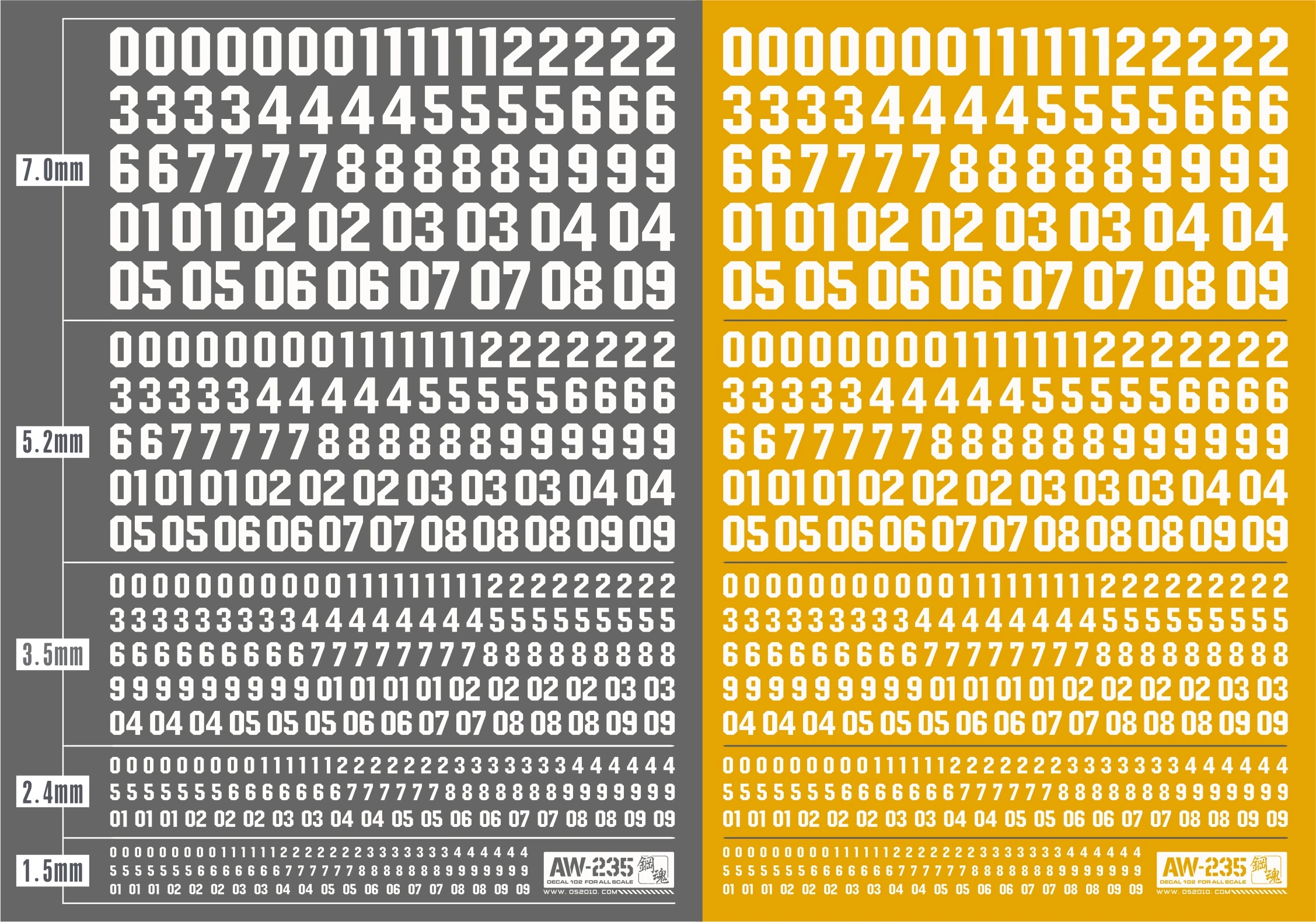 لنماذج عسكرية 4wd MG HG Madworks AW أرقام منزلق المياه الدقيقة ملصق رقمي AW-232 AW-233 AW-234 AW-235 AW062-AW162