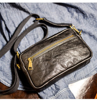 Casual Organizer Soft Genuine Leather Men Shoulder Messenger Bag Daily Light Natural Cowhide Multifunctional Phone Clutch Wallet