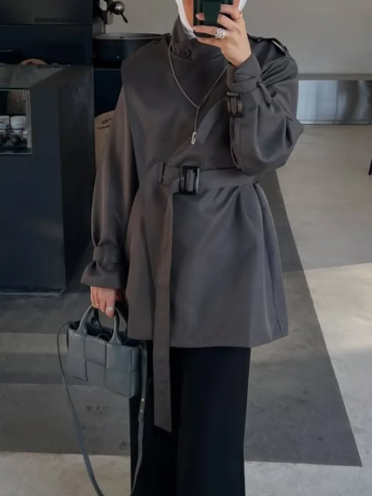 DFDG-Veste imbibée à col irrégulier, manteau cape à la taille, fouet avancé, document solide, conception de printemps et d'automne, 2025