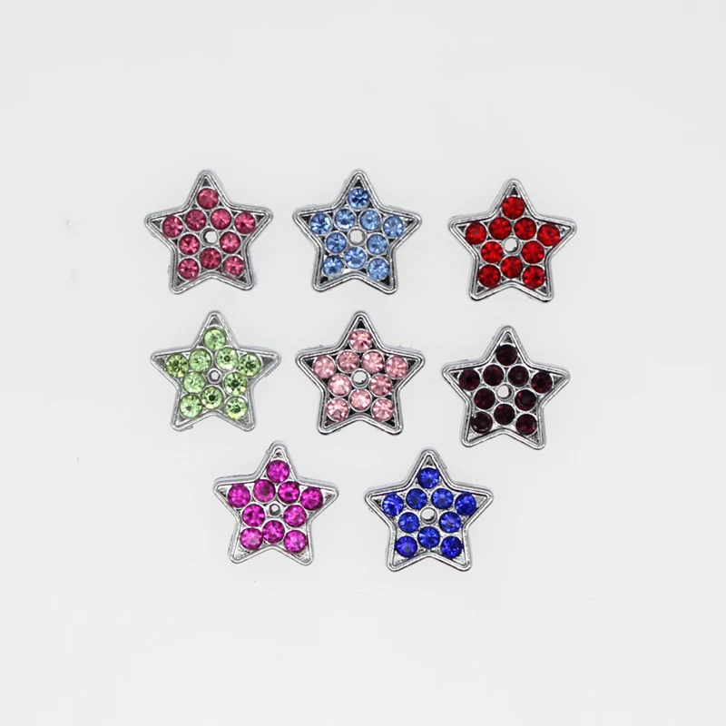 10PC/lot 8MM colorful rhinestones star Slide Charm diy charms Fit For 8mm Bracelet Wristband Jewelrys Making