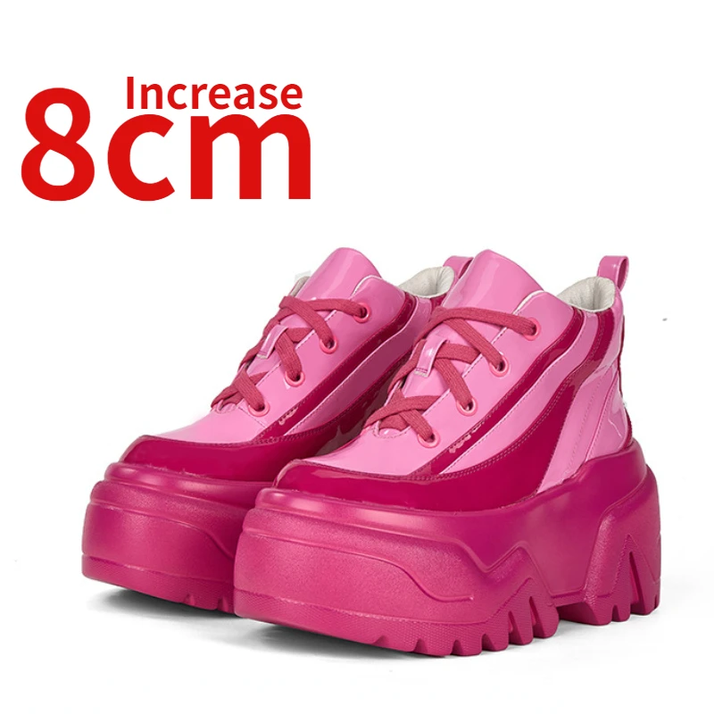 

Spring/Summer Pink Design Shoes for Women 8cm Increased Ins Style Casual Sports Shoes Thick Sole Sneakers Elevated Fashion Shoes