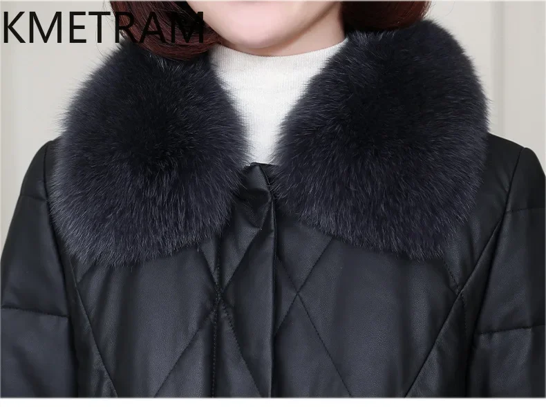 Real Sheepskin Puffer Jacket Women Luxury Long Down Coats 2024 New in Outerwears Winter Clothes Fox Fur Collar Coat пуховик