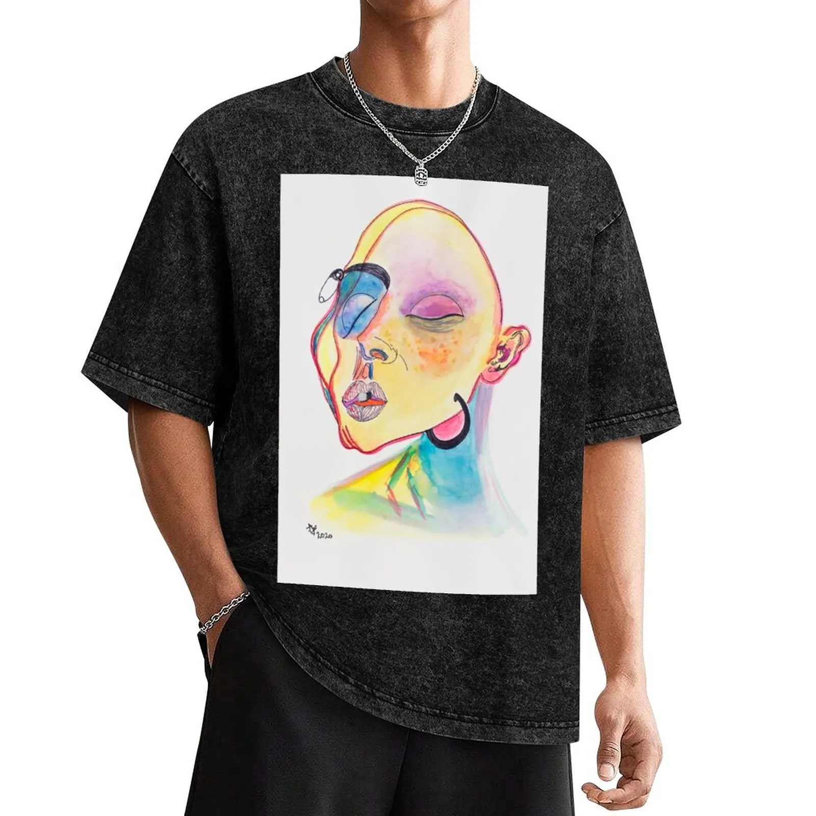 

pinned portrait T-Shirt shirts graphic tees baggy shirts blue archive man t shirt Short sleeve tee men