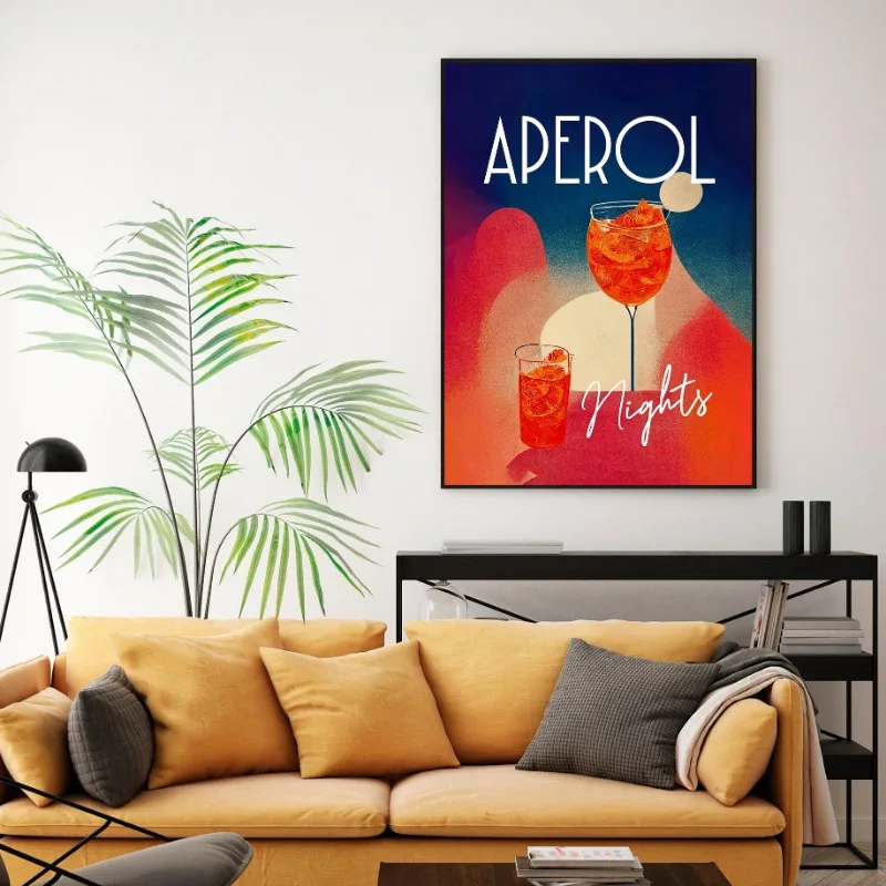 Vintage Modern Tropical Cocktail Art Canvas Print Mojito Aperol Spritz Bar Poster Colorful Retro Home Wall Kitchen Home Decor